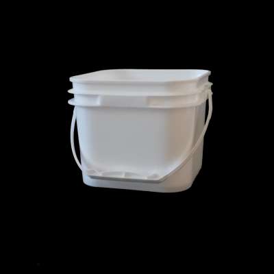 Food-grade Small White Tube Container Plastic Square Bucket With Lid And Handle For Sale