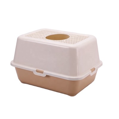 Medium Size Semi-closed Plastic Cat Litter Box with Poop Scoop