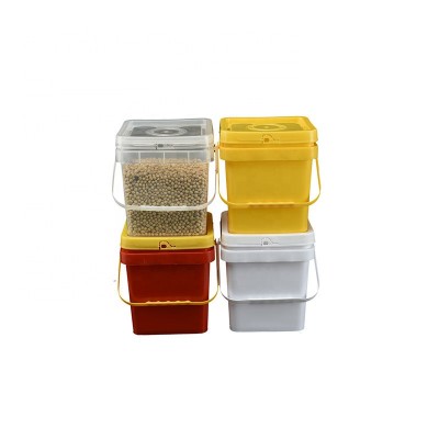 small colorful clear square plastic buckets with lids with handles