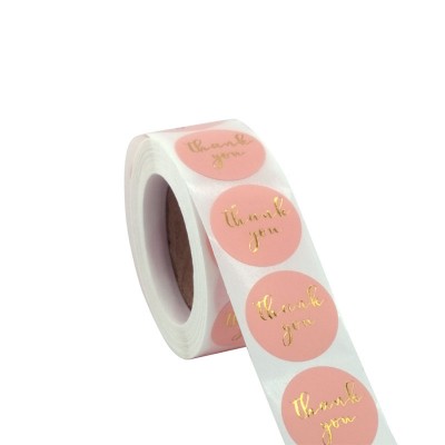 Self adhesive sticker label custom gold foil printing PVC transparent packaging label sticker