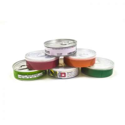 Customized 100ml 3.5g 73*23 Colorful Pressitin Tuna Self Seal Tin Cans With Labels And Stickers