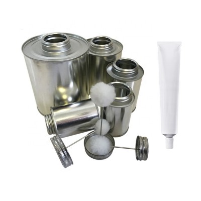 Metal Tin Containers With Small Brush For Paint Or Chemical Oil